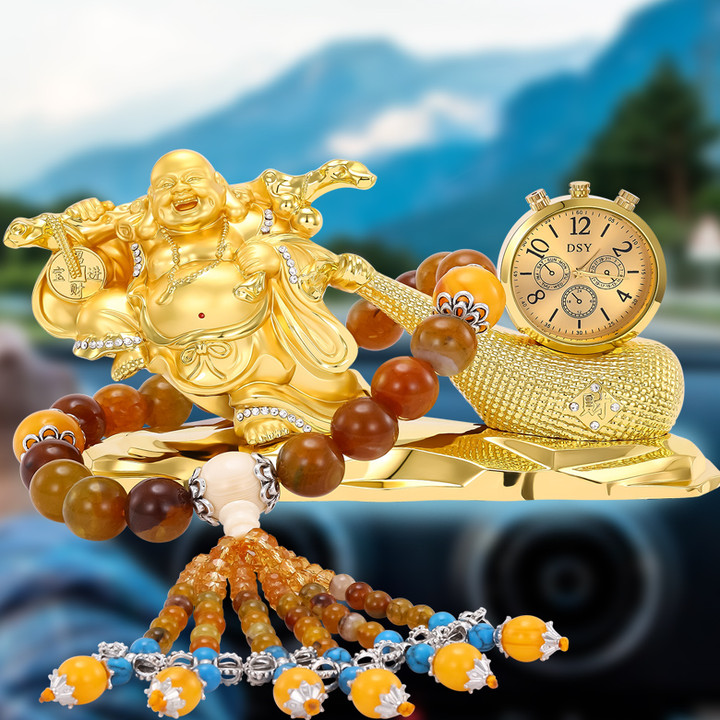 Tượng Phật Di Lặc kéo bao tiền vàng trang trí taplo ô tô AC6688