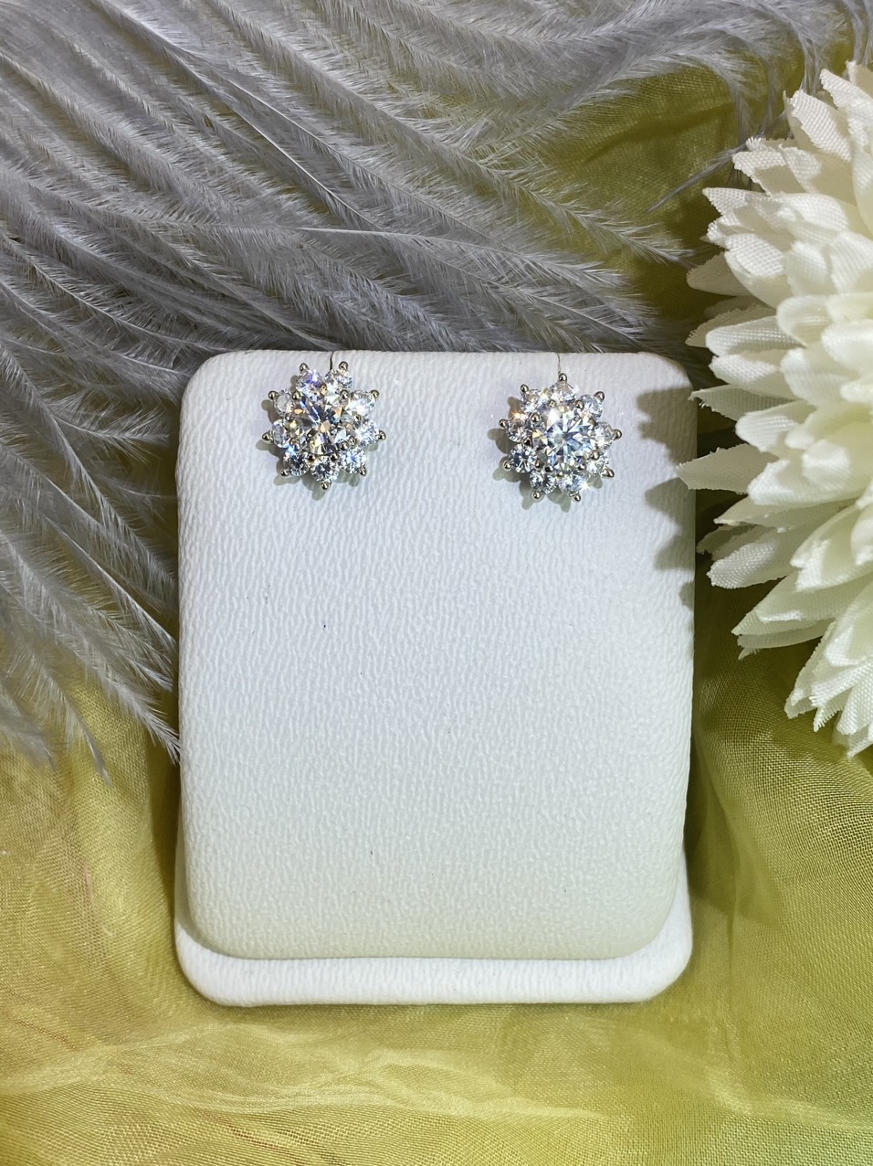 Hoa tai Bạc 925 xi Kim viên chủ Kim Cương nhân tạo Moissanite hạt 0.5carat (5.0mm-  E06.1.7.7
