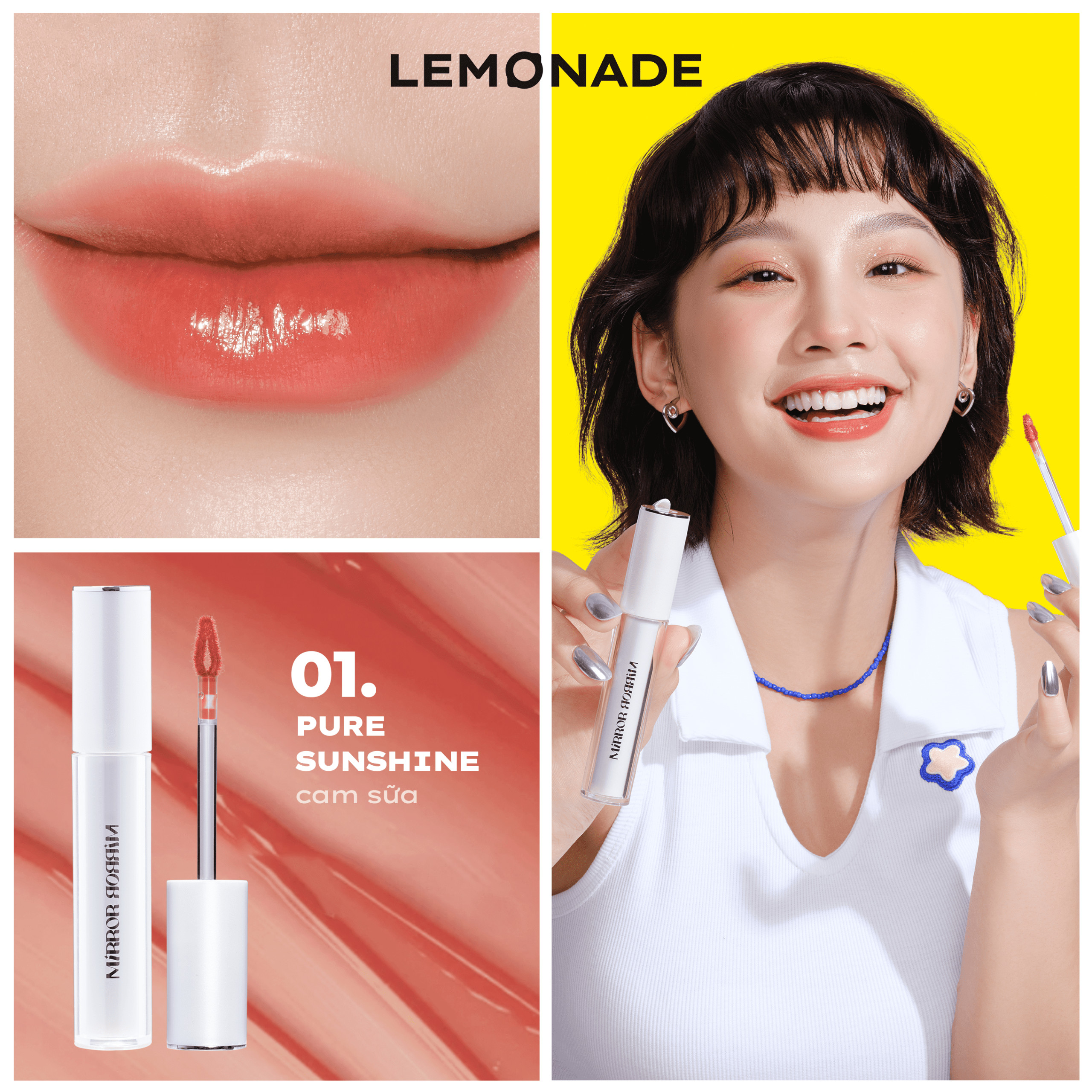 Combo 05 Son tint bóng không dính siêu lỳ Lemonade Mirror Mirror Water Tint