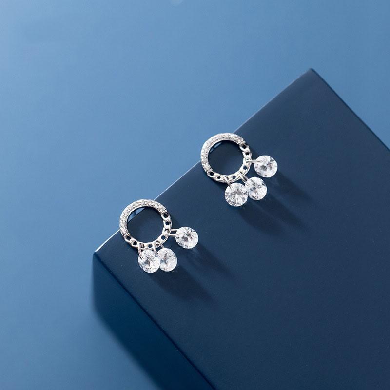 Khuyên tai bạc Ý s925 gắn đá Zircon trắng tua rua G7515 - AROCH Jewelry