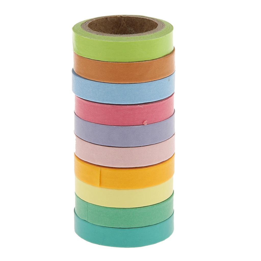 Pack of 10 Washi Rainbow Sticky Paper Masking Adhesive Tape Scrapbooking DIY