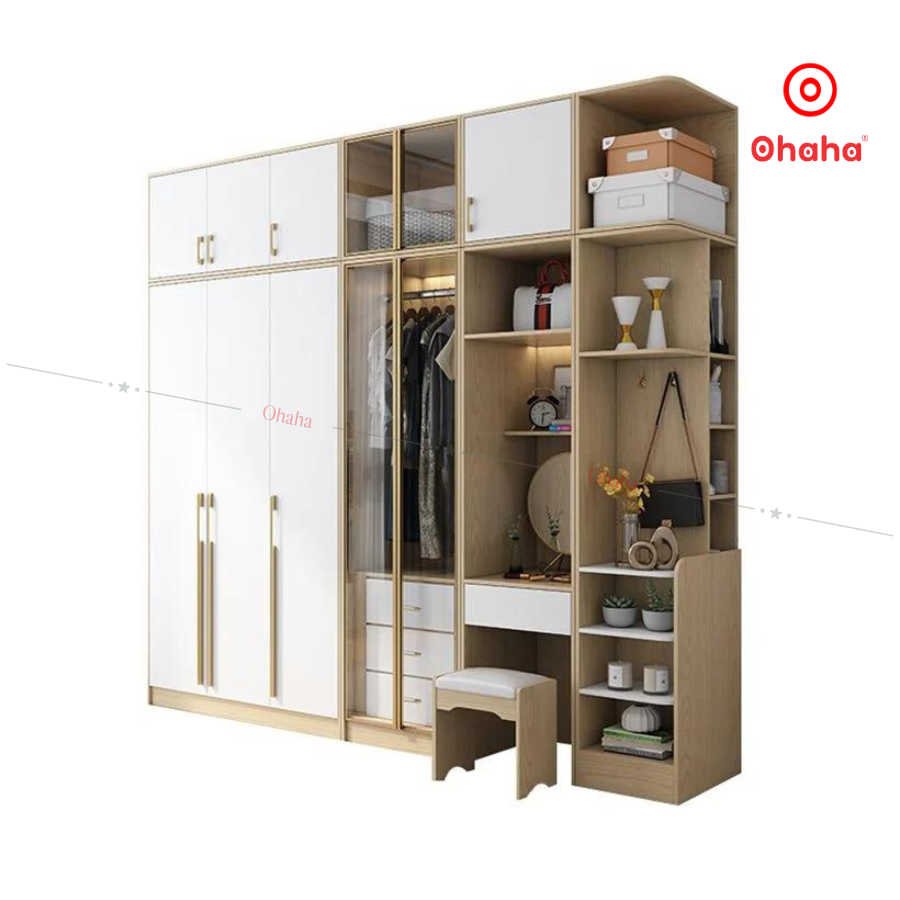 [Miễn phí lắp đặt & vận chuyển - Trả góp 0%] Tủ quần áo gỗ MDF lõi xanh chống ẩm cao cấp thiết kế thông minh tiện lợi với nhiều cánh và ngăn chứa - Màu sắc có thể đổi theo yêu cầu thương hiệu Ohaha - TACC004 