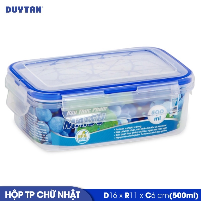 Hộp đựng thực phẩm chữ nhật nhựa Duy Tân Matsu 500ml (16 x 11 x 6 cm) - 03178 - Hàng chính hãng