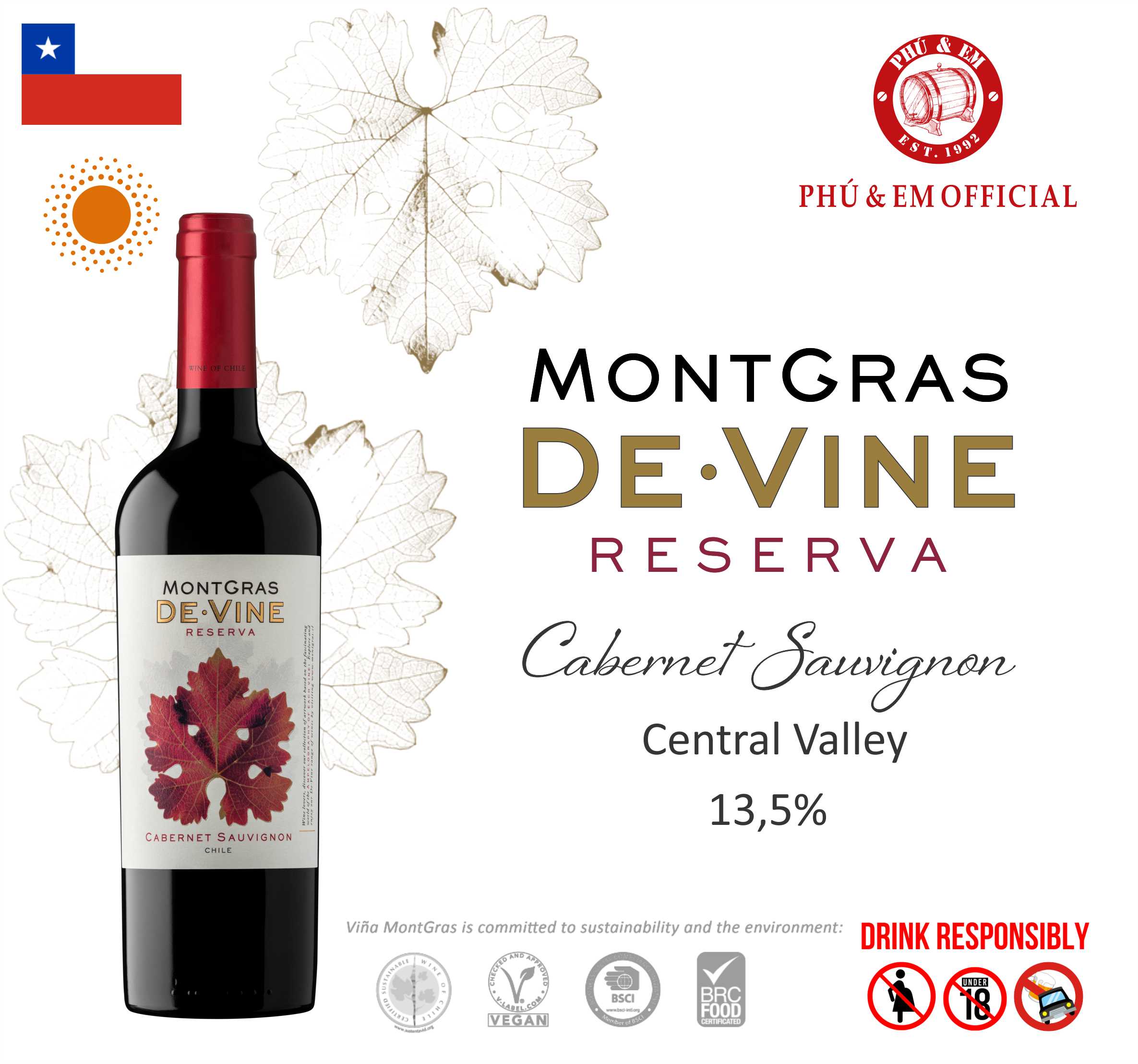 Rượu Vang Đỏ Chile MontGras De Vine Reserva Cabernet Sauvignon