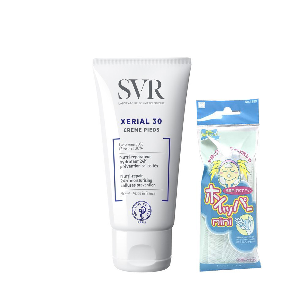 Kem Dưỡng Bàn Chân Cho Da Rất Khô, Thô Sần, Nứt Nẻ SVR Xerial 30 Creme Pieds 50ml + Tặng kèm 1 túi lưới rửa mặt tạo bọt