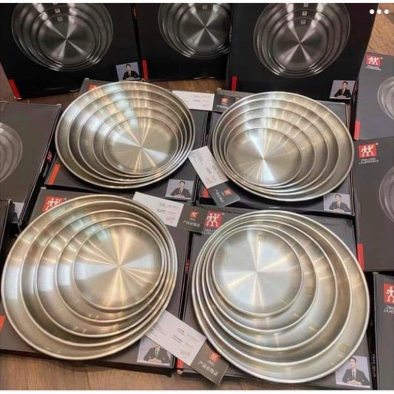 Set 5 Đĩa Inox Tròn Hàn Quốc đựng thức ăn hoa quả