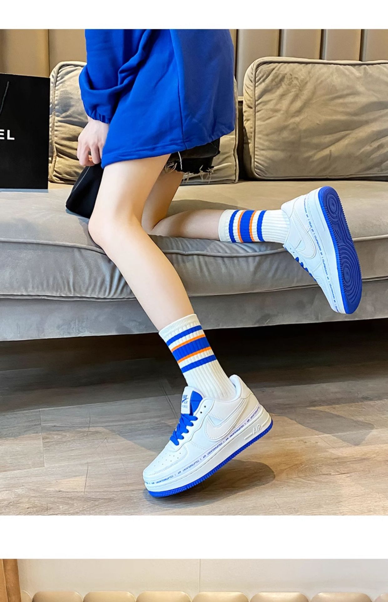 Combo 5 đôi tất nữ mùa thu đông Bluehope Choice CBTV04 cổ cao kẻ sọc nhiều màu
