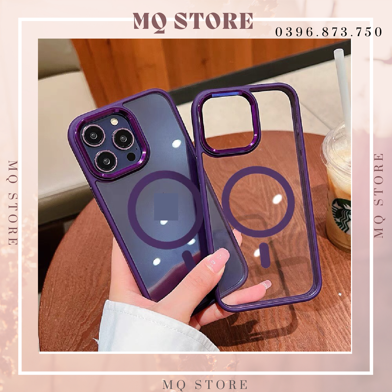 Ốp lưng viền tím từ tính, chống sốc dành cho iPhone 14 Pro Max/ 14 Pro/ 14 Plus / 14