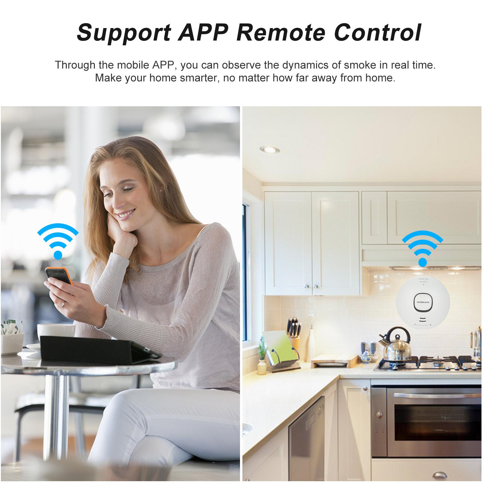 Wifi Smoke Detector Smart Fire Alarm Sensor Wireless Security System Smart Life Tuya APP Control Smart Home For Home Kitchen/Store/Hotel/Factory