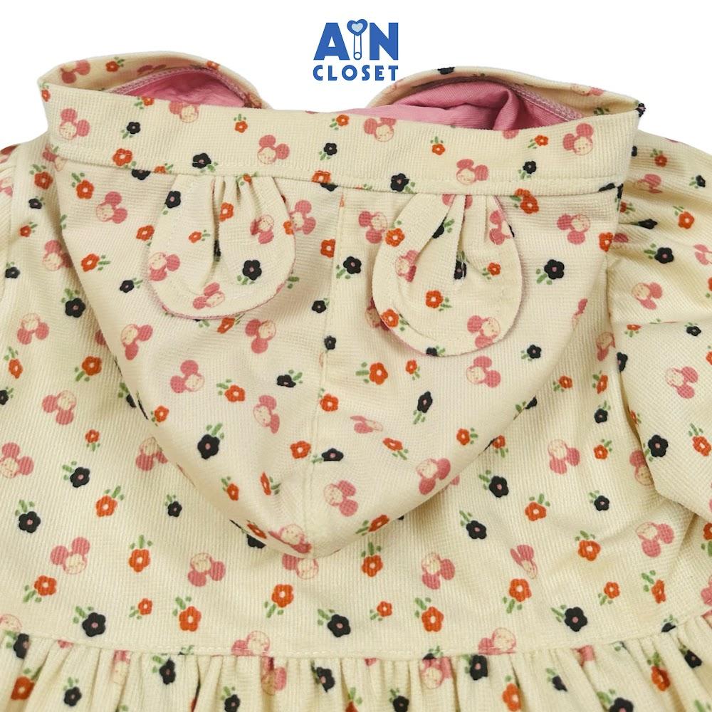 Áo khoác có nón bé gái họa tiết Mickey Nhí Hồng thô nhung. - AICDBGJXUTEX - AIN Closet