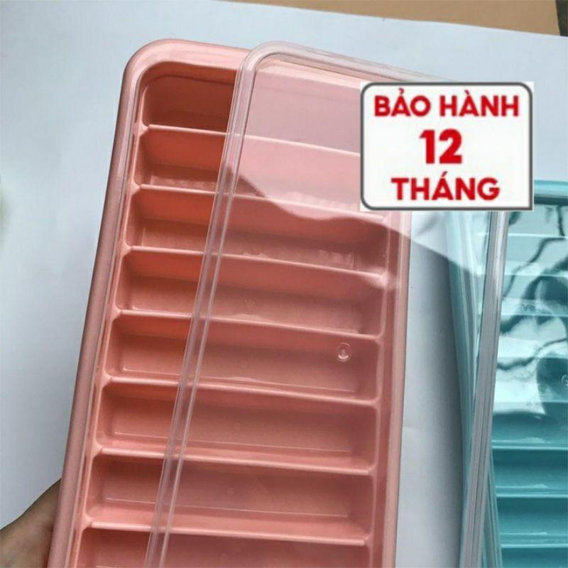 Vỉ khay đá 9 viên dài có nắp Việt Nhật chất liệu nhựa PP cao cấp