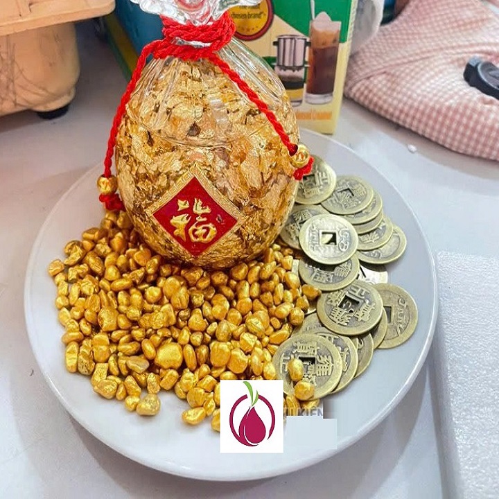 Gạo vàng phong thủy Thần Tài Lễ Tết – đồ cúng đặt trên bàn thờ Thần Tài cao cấp giúp chiêu tài đón lộc – may mắn - phát tài gói lớn 500gr