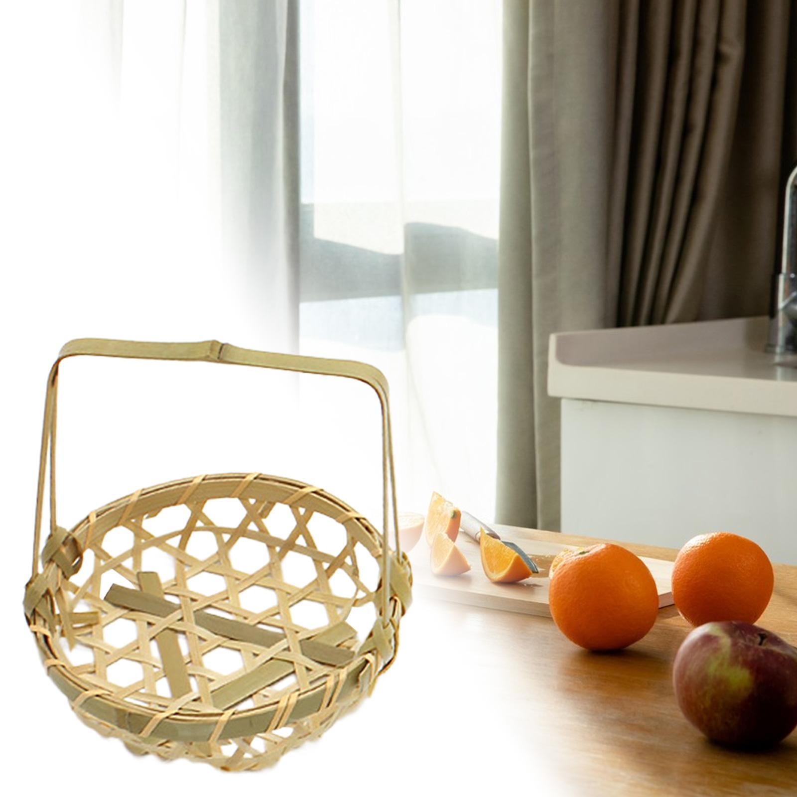 Woven Basket Bamboo Basket Flower Storage Basket Handwoven Flower Holder Decor Farmhouse Basket Storage Basket for Home Bedroom Party Picnic