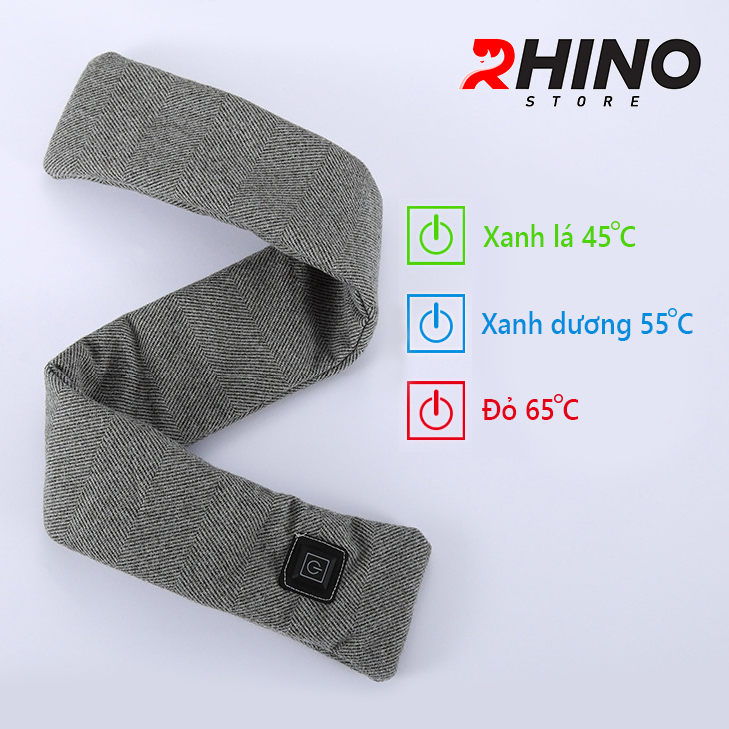 Khăn quàng cổ điện tạo nhiệt nam nữ Rhino W101 giữ ấm, mát xa, sạc pin tích điện giảm đau mỏi cổ vai gáy hiệu quả