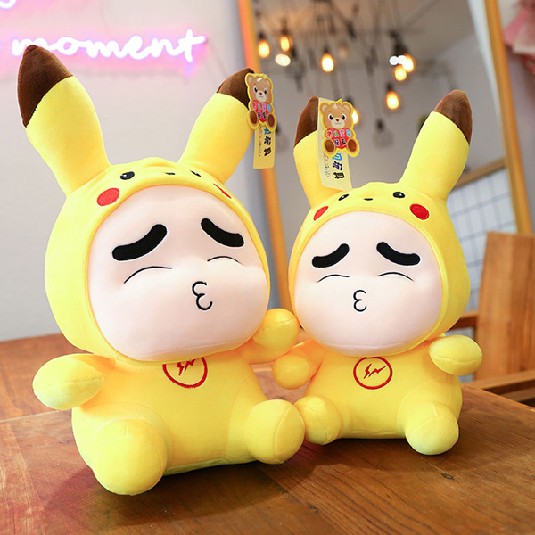 Gấu Bông Shin Cosplay Pikachu GB301 (Tặng 1 Móc Khóa Dây Da Pu Đính Đá Màu Ngẫu Nhiên)