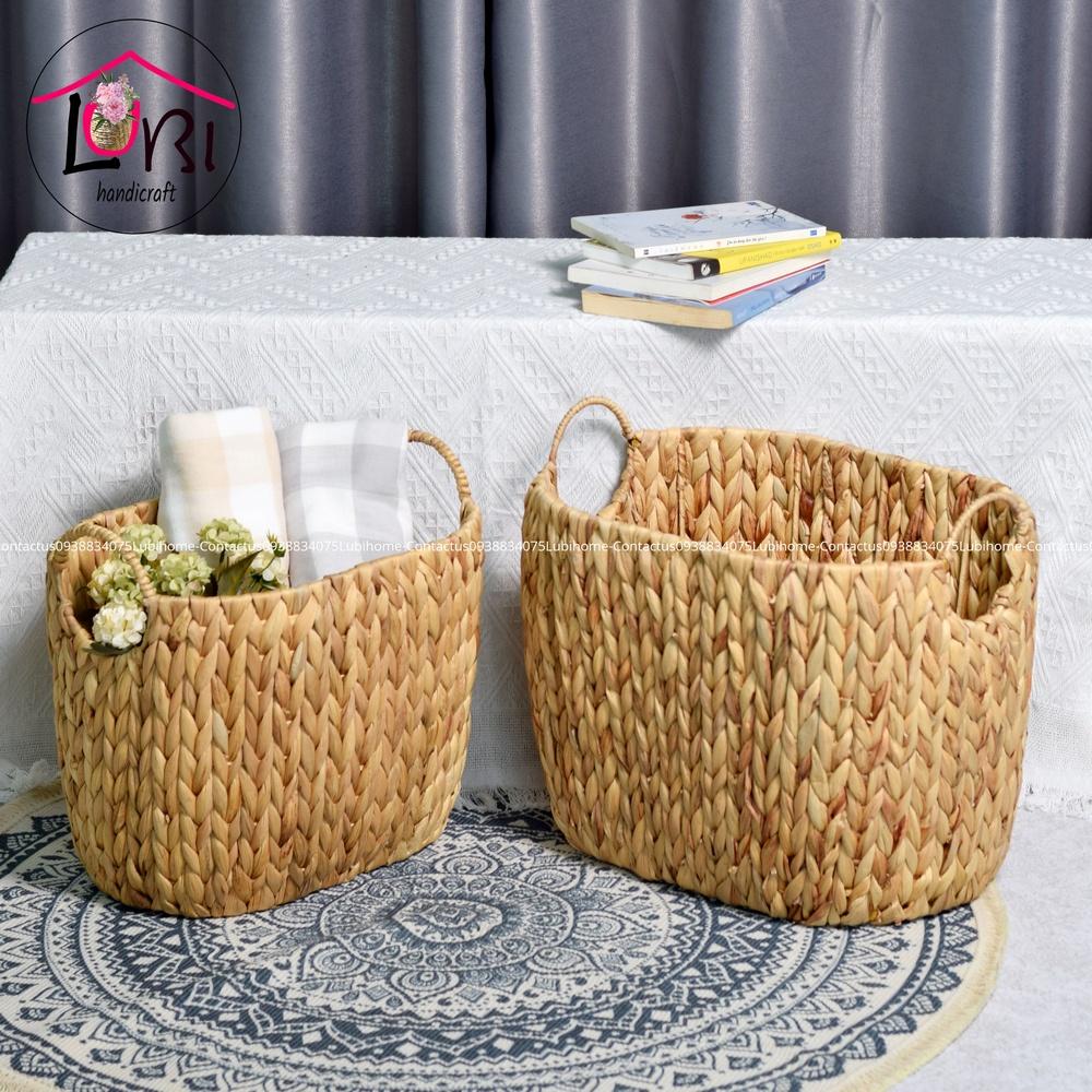 Lubihandicraft - Sọt đựng đồ đan lục bình hình oval bộ 4 - xinh xắn, mộc mạc