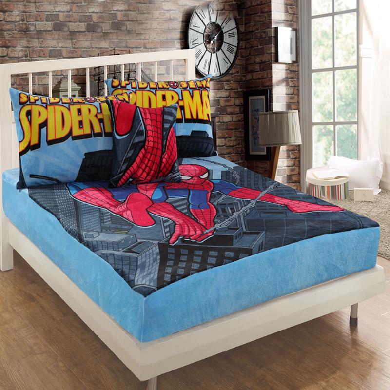 Disney Spiderman Dép Nỉ Trang Bị Tấm Có Độ Đàn Hồi Giường Tấm Khăn Trải Giường Polyester Bọc Nệm Đơn Đôi Full