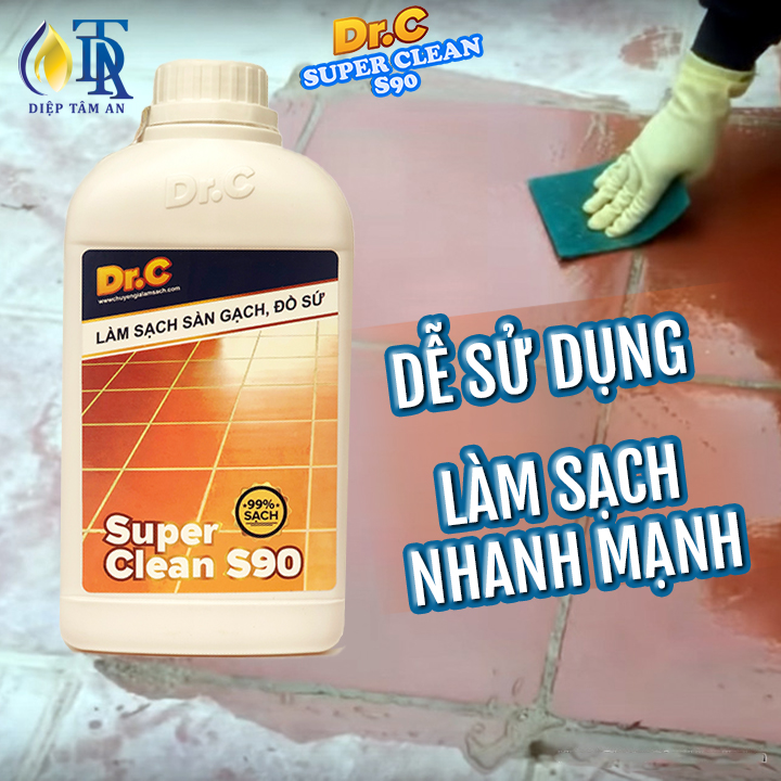 Nước Tẩy Sàn Nhà, Tẩy Sàn Xi Măng, Thiết Bị Men Sứ, Rêu Mốc, Vôi Vữa, Tẩy Phèn Trên Bề Mặt Sàn Gạch Dr.C S90 1 Lít