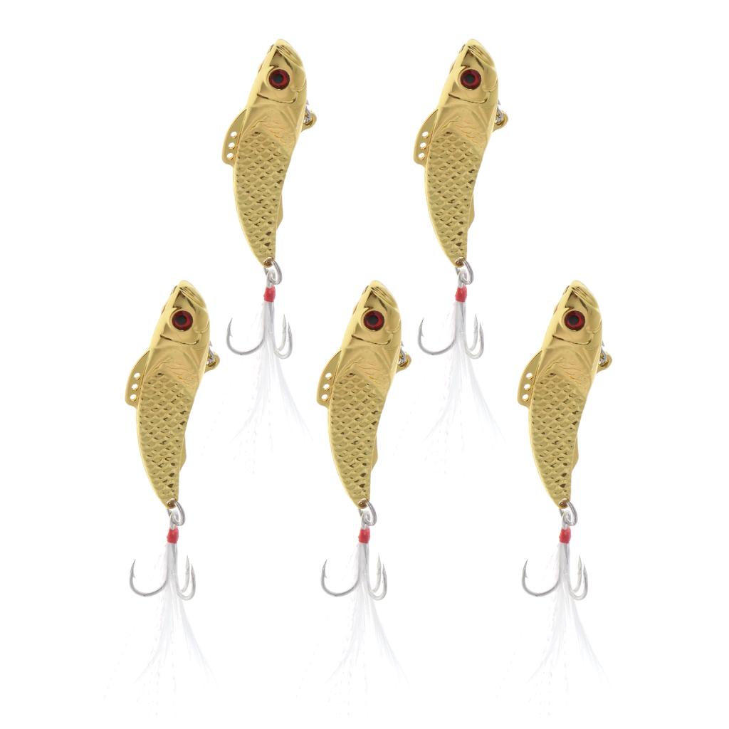 5pcs Sequin Spoon Fishing Lure Casting Jigging Bass Bait VIB Swimbait