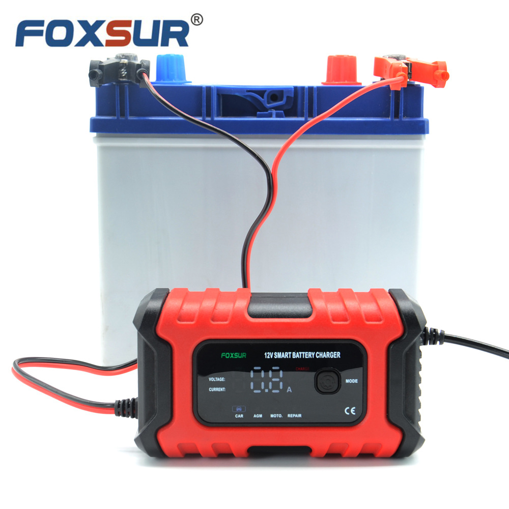 Bộ sạc ắc quy thông minh FOXSUR 12V FBC1206D 6A 4AH - 120AH khử sunfat và tự động ngắt
