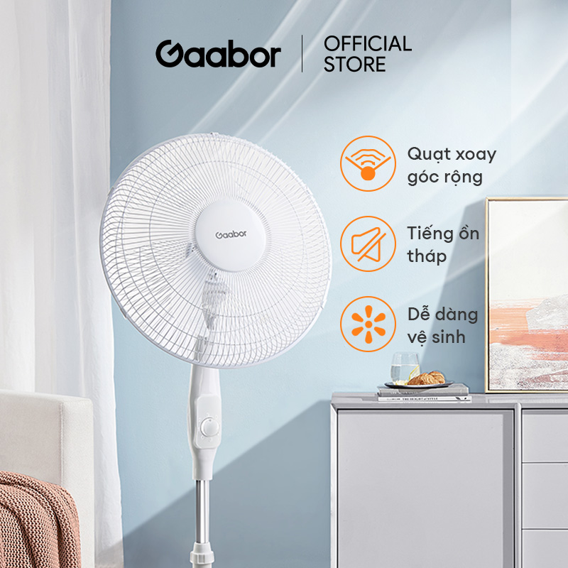 Quạt điện đứng 5 cánh 3 tốc độ Gaabor FM430M-WH05A độ ồn cực thấp đảo gió 90 độ tuần hoàn tùy chỉnh tiết kiệm điện - Hàng chính hãng