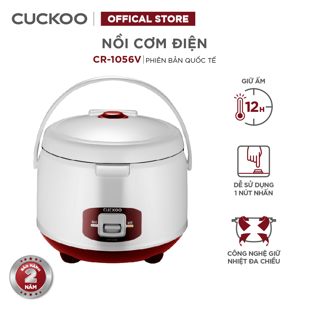 Nồi cơm điện Cuckoo CR-1056V 1,8L màu trắng đỏ - Hàng chính hãng