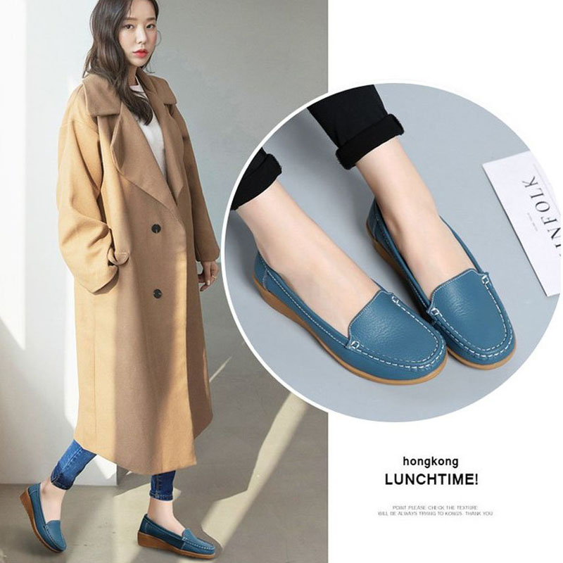 Women's Oxford Loafer Thick Bottom Flats Slip-On Casual Shoes