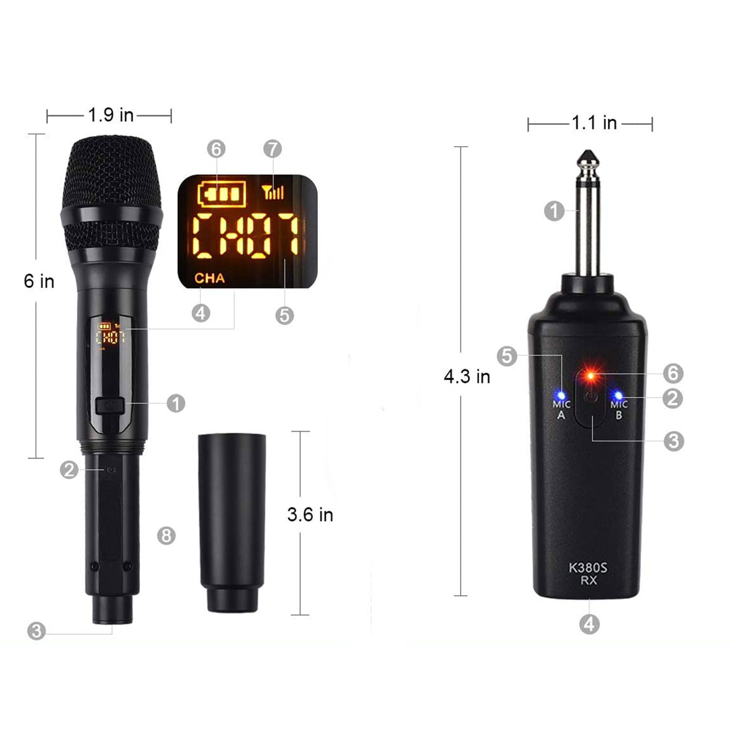 [Không Dây] Bộ 2 Mic Wireless Pin Sạc Gitafish K380S - Micro Cầm Tay Vocal Microphone Karaoke Portable Hàng Chính Hãng