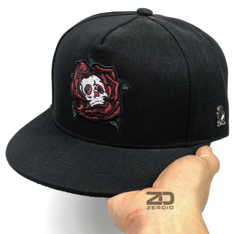 Nón snapback, Mũ hip hop Nam nữ SN51 màu đen vải kaki dày cao cấp