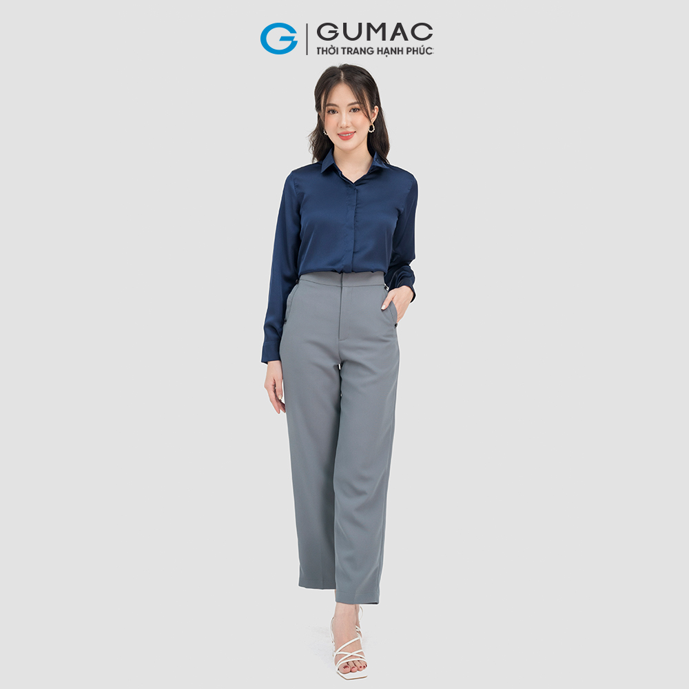 Quần tây nữ GUMAC QC07062 công sở dáng suông túi nẹp lịch sự
