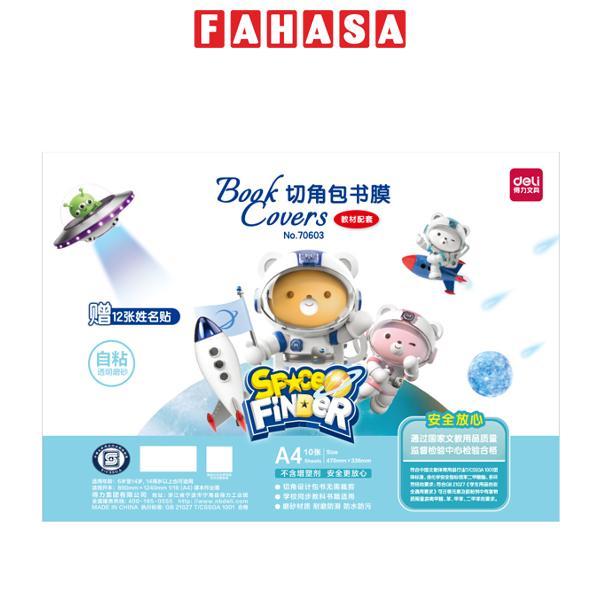 Bộ 10 Decal Dán Bọc Sách A4 - Deli 70603 - Trong Suốt