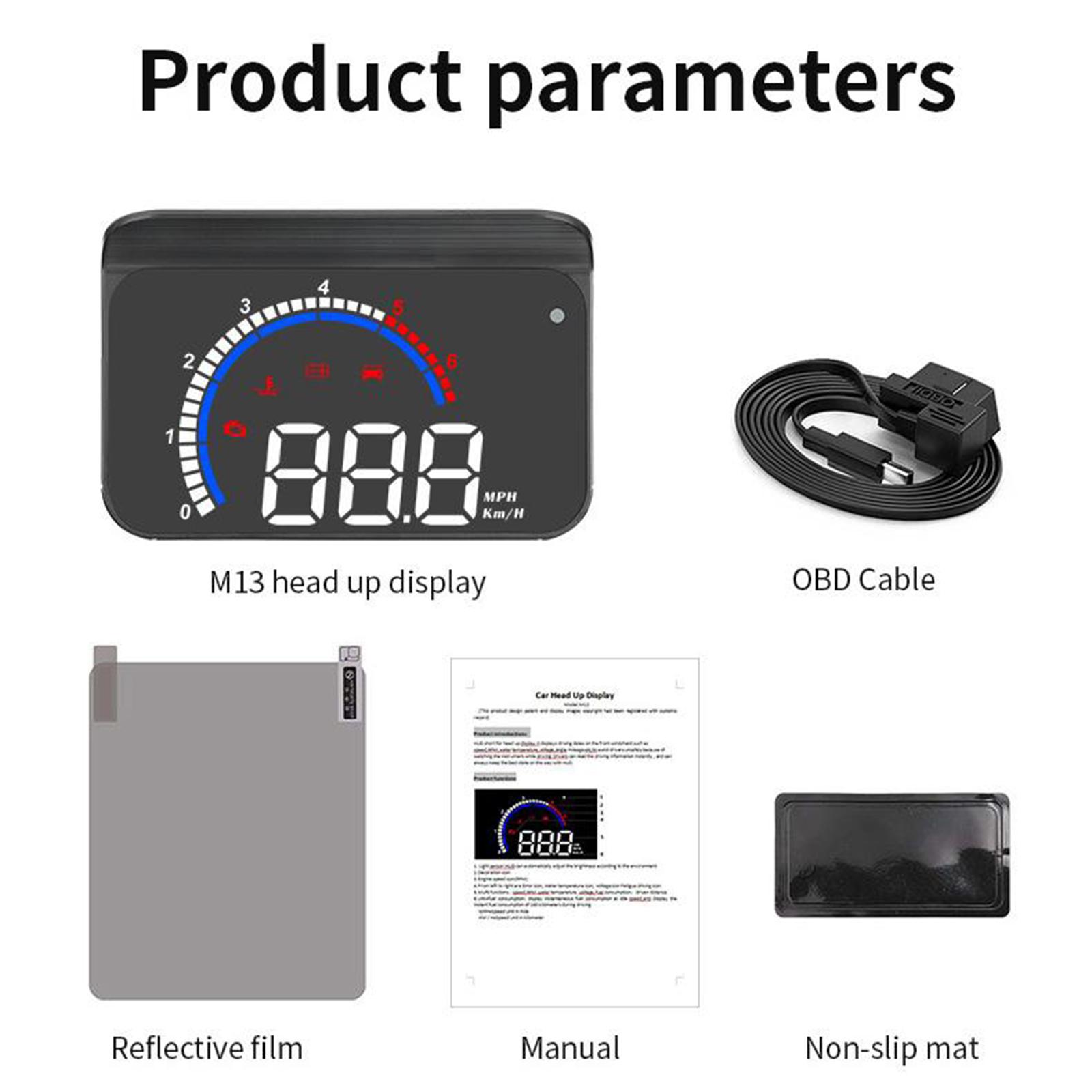 M13 Auto HUD Head Up Display Windshield Projector II Warning System