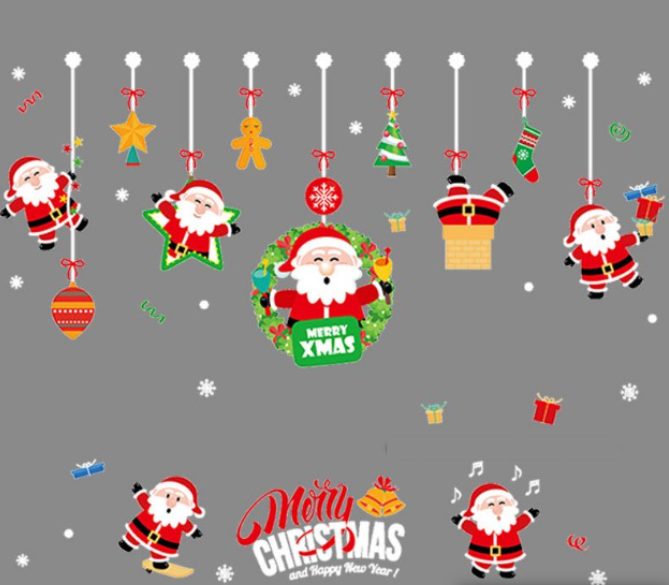 Decal dán tường - rèm ông già noel đỏ