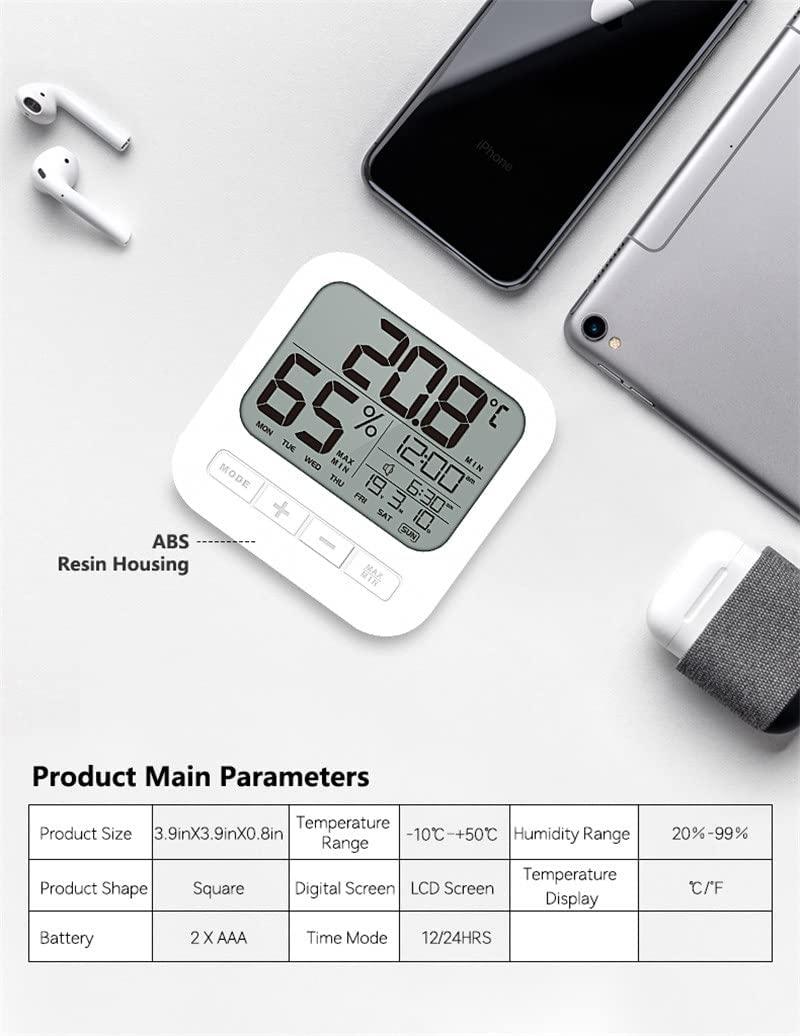 Đồng hồ báo thức điện tử Lịch độ ẩm 1 2h / 24h Đồng hồ để bàn Độc lập