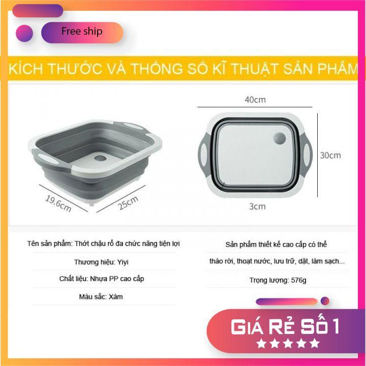 Chậu gấp gọn kiêm thớt và rổ đựng đa năng loại LỚN 3in1 Đa Năng Tiện Dụng