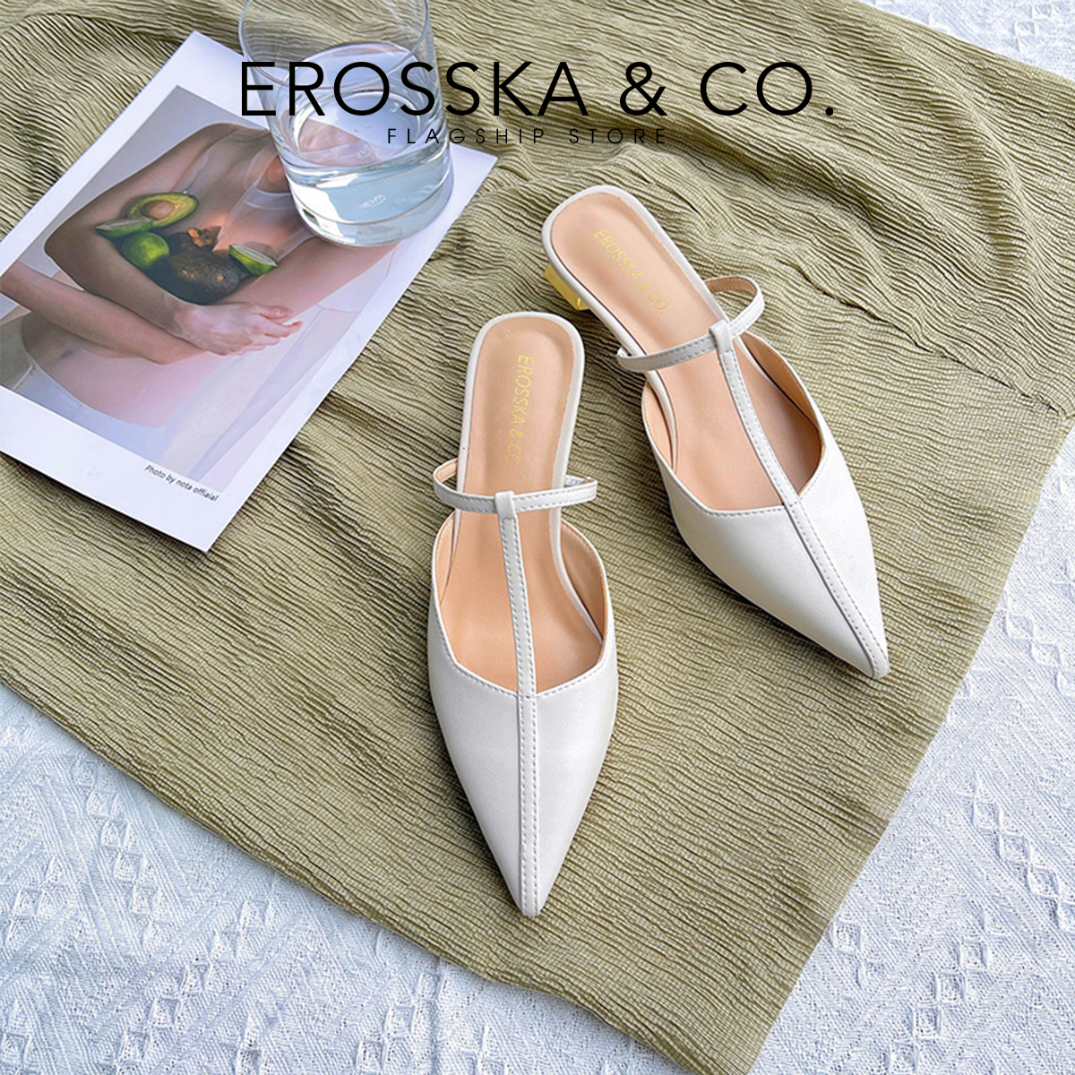 Erosska - Giày cao gót phối dây phong cách Hàn Quốc cao 5,5cm EH040