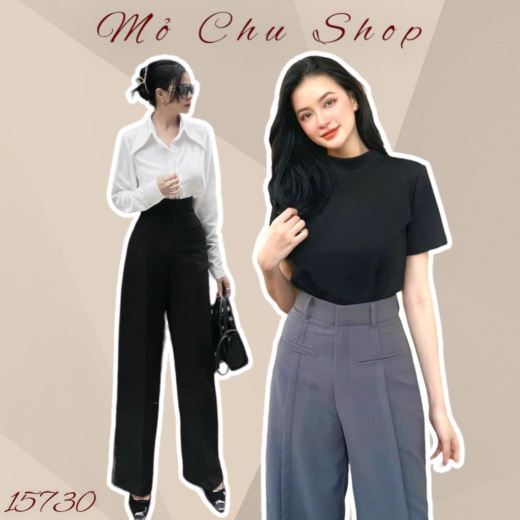 Quần suông lưng cao 2 túi form suông tôn dáng