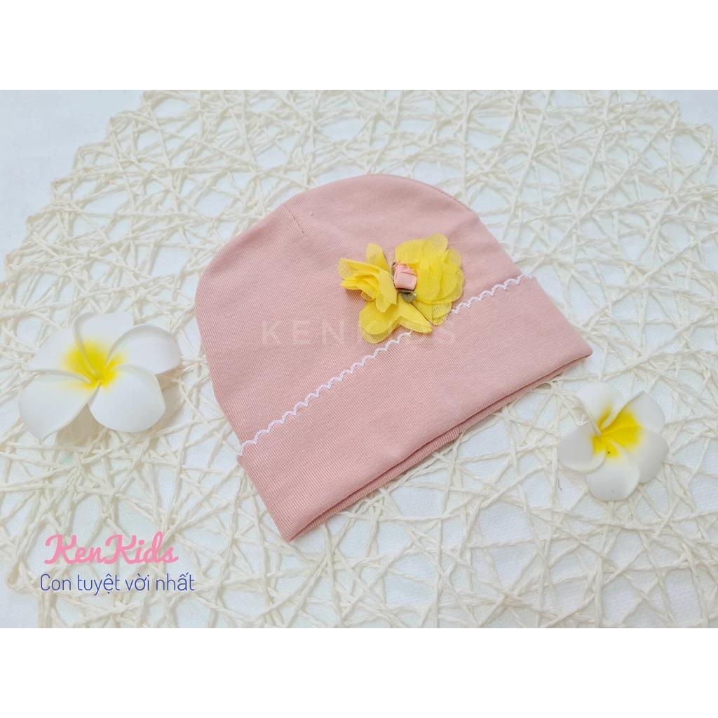 SET 5 Nón mũ tròn bo sơ sinh chất mềm - đính hoa đáng yêu cho bé gái