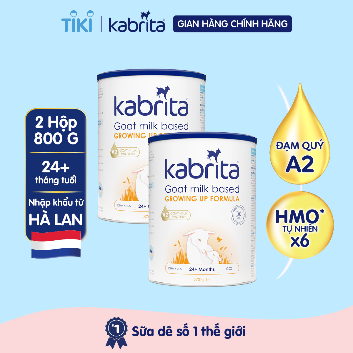 Combo 2 lon Sữa dê Kabrita số 3 cho trẻ trên 24 tháng - Lon 800g