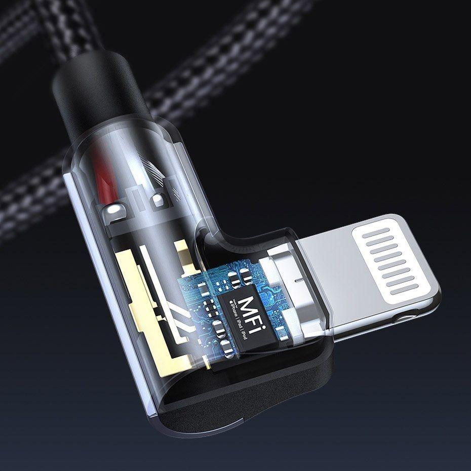 Ugreen UG60764US305TK 1.5M đầu lightning bẻ 90 độ có chip MFI ra cáp USB type C màu đen - HÀNG CHÍNH HÃNG