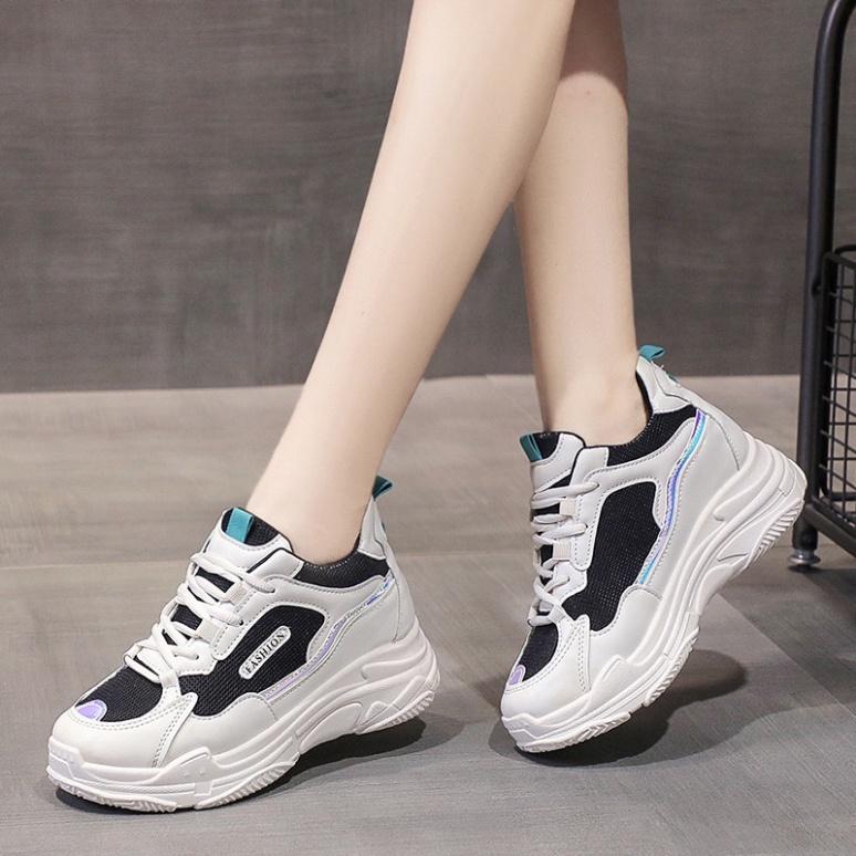 (NEW) *Cao 7 cm*Giày thể thao sneaker nữ Ảnh THẬT giày ĐẾ ĐỘN 7 cm SIÊU CAO ( 2 màu )