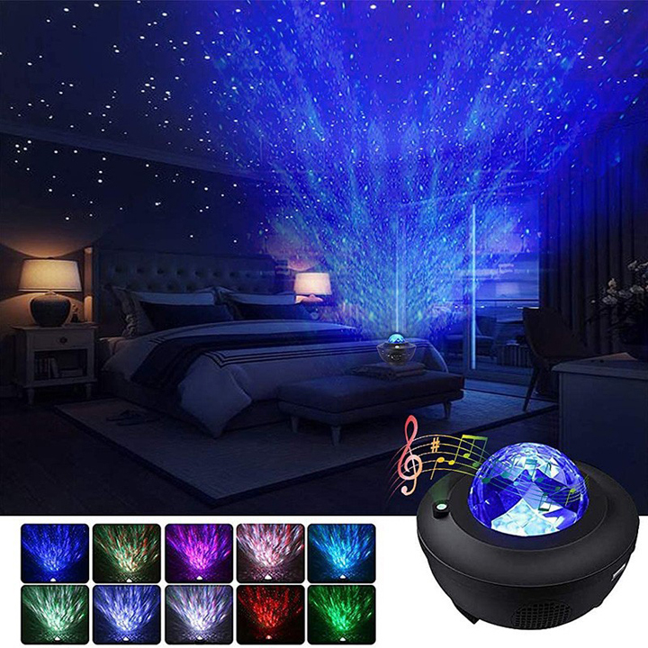 Chiếu sao thiên hà - Máy chiếu laser led nhiều màu có nhạc - T0246