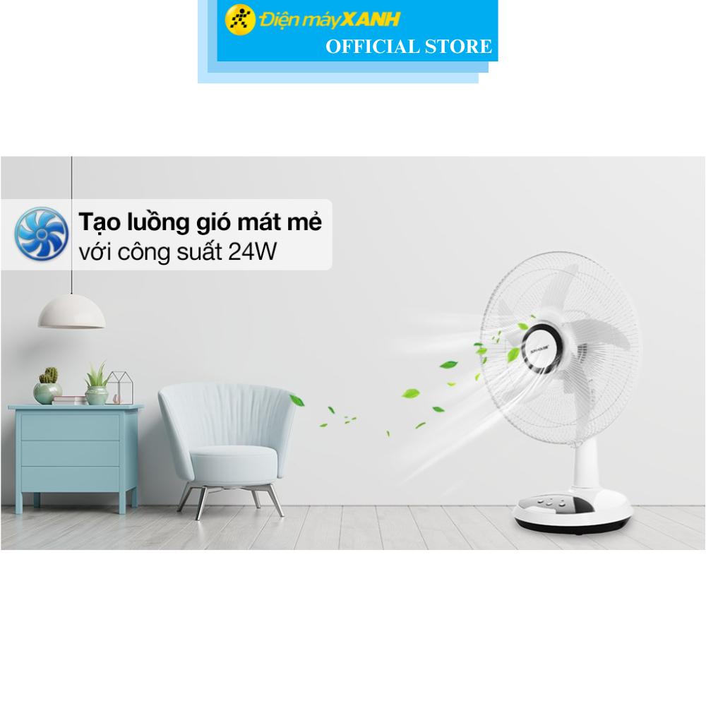 Quạt sạc điện Sunhouse 5 cánh SHD7223 24W - Hàng Chính Hãng