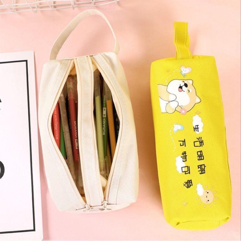 Bóp viết vải Canvas cỡ lớn to 2 ngăn