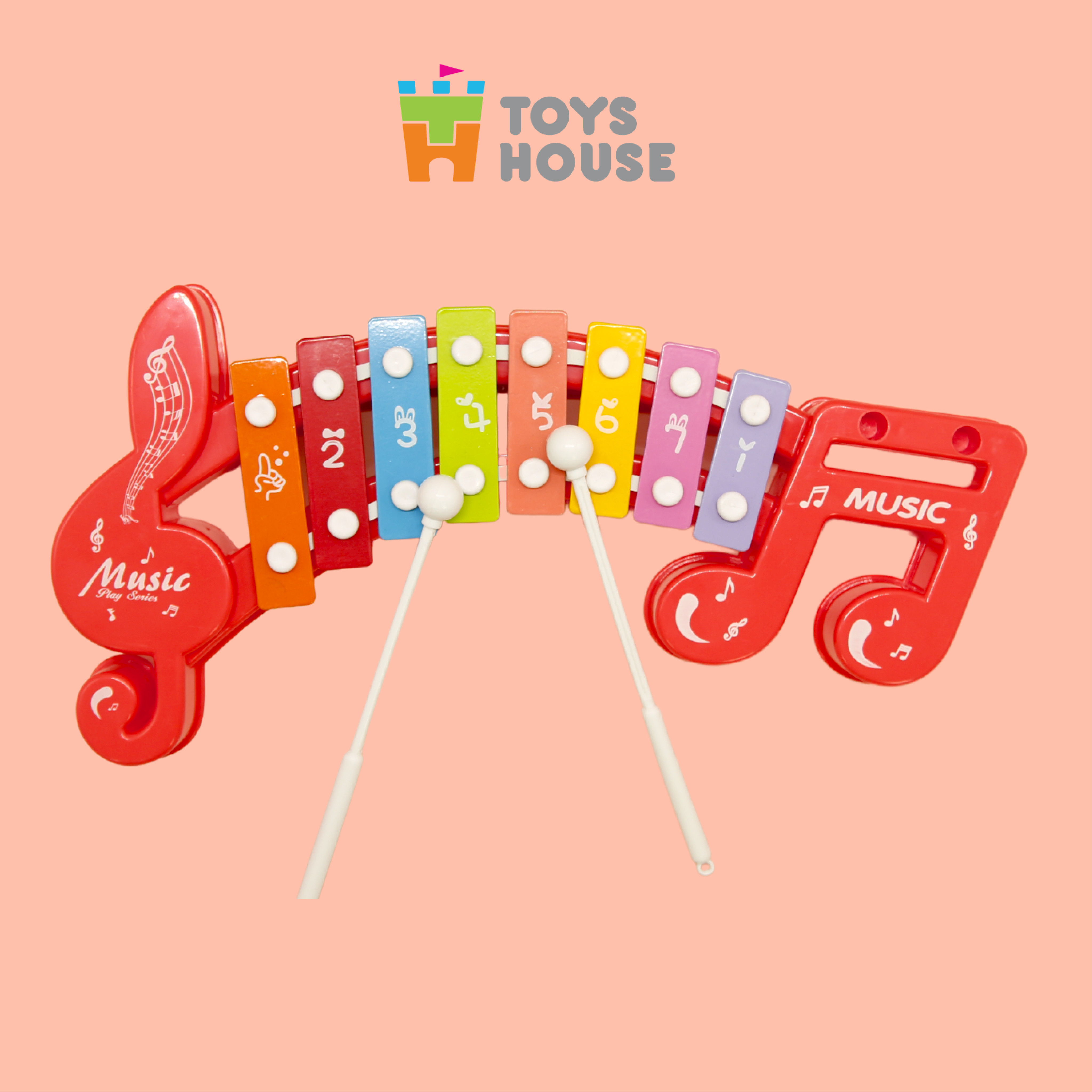 Đồ chơi đàn gõ Xylophone cho bé 8 phím hình nốt nhạc - Đồ chơi âm nhạc cho bé Toyshouse 683-2