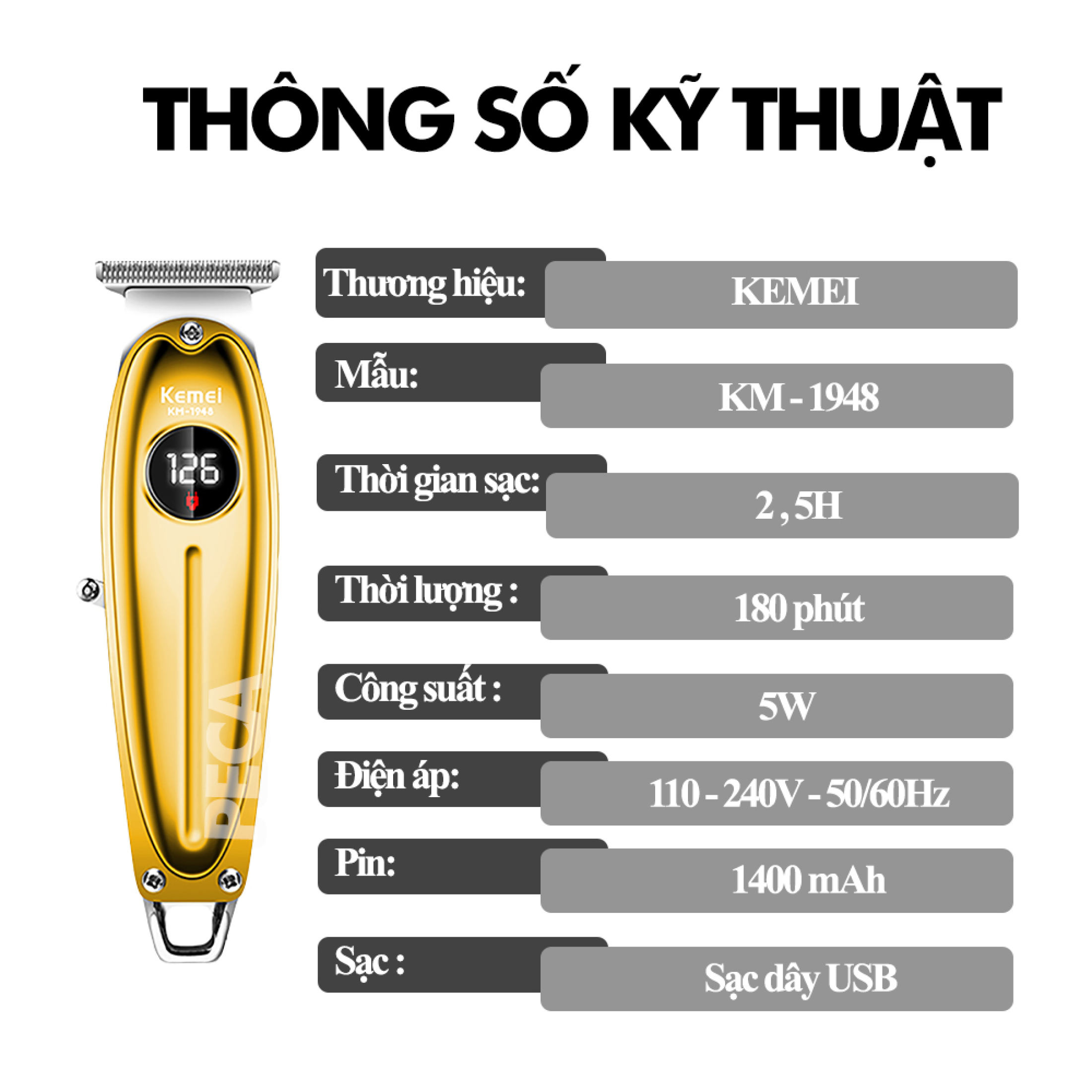 Tông đơ chấn viền cao cấp Kemei KM-1948