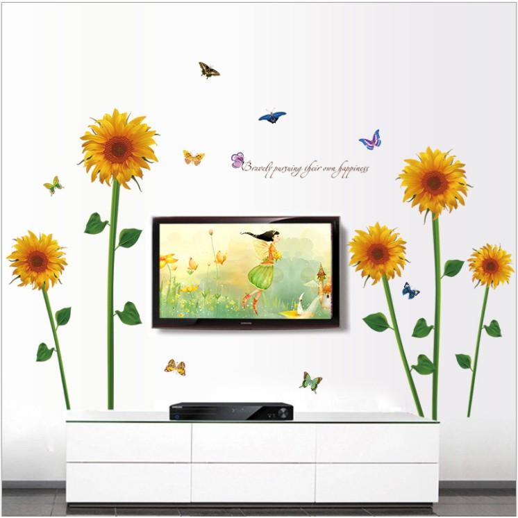 Decal trang trí tường - Hoa Hướng Dương Vàng 02