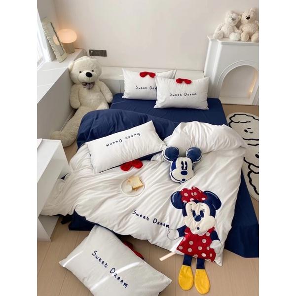 Bộ Chăn Ga Gối Cotton Linen Disney Hàng Nhập Khẩu Cao Cấp 5 Món Cho Bé Trai và Gái