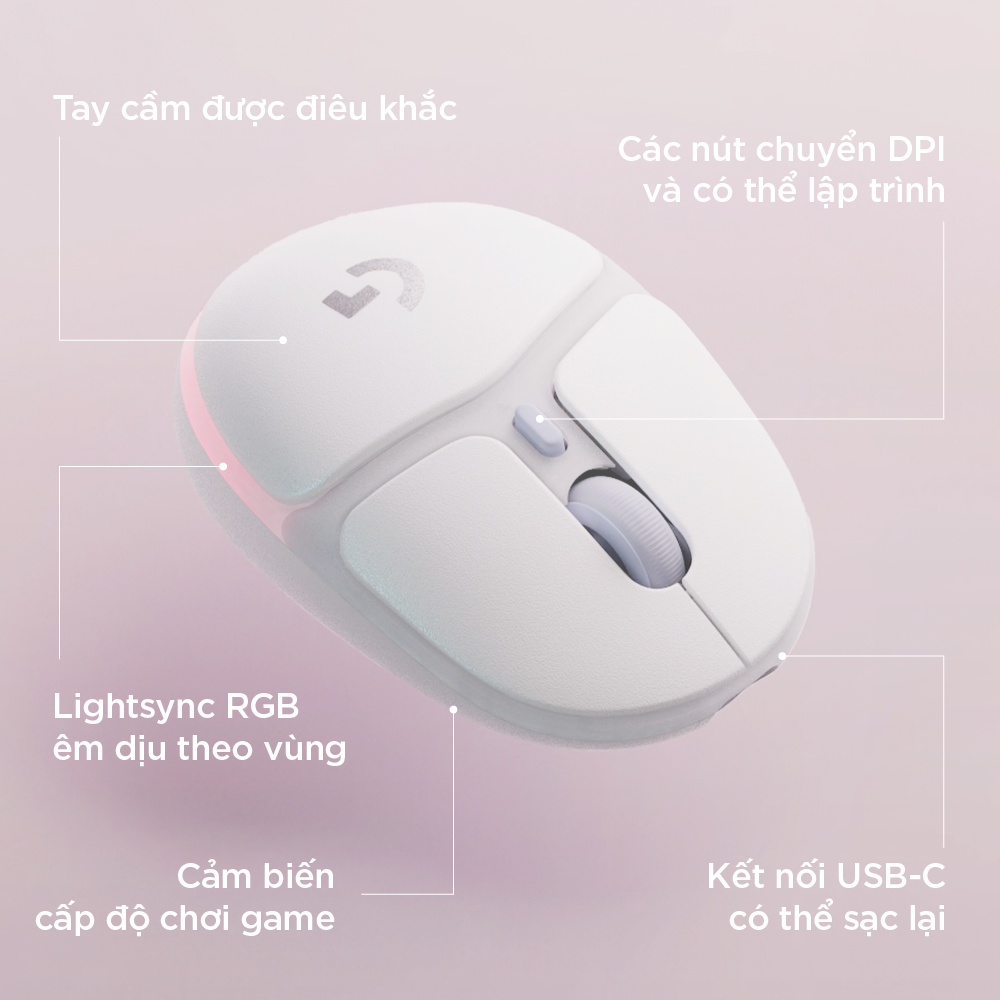 Chuột không dây chơi game Logitech G705 Bluetooth &amp; LIGHTSPEED, RGB , gọn nhẹ 85g, 6 nút lập trình - Hàng chính hãng