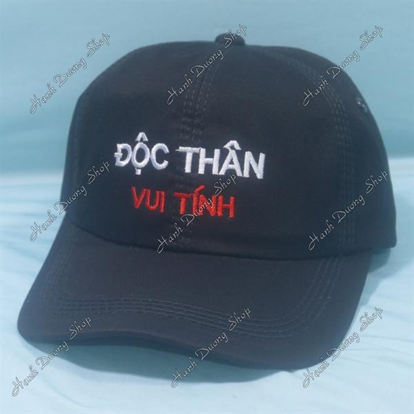 Nón kết thêu chữ Độc Thân Vui Tính có khóa tăng giảm size phía sau - Kết Độc Thân Vui Tính